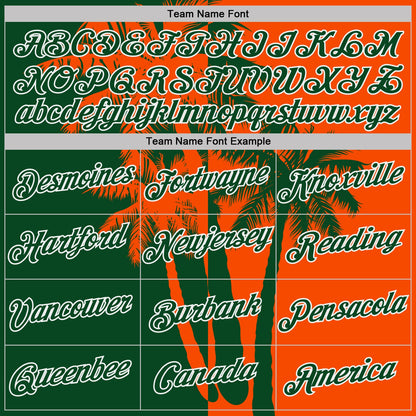 Custom Orange Green-White Hawaii Tropical Coastal Palm Trees Performance T-Shirt