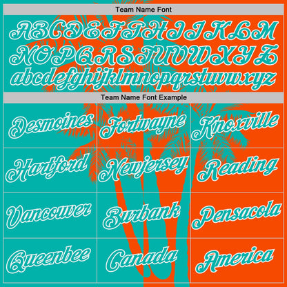 Custom Orange Aqua-White Hawaii Tropical Coastal Palm Trees Performance T-Shirt