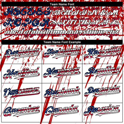 Custom White USA Flag Royal Red-Black 3D Authentic Baseball Jersey