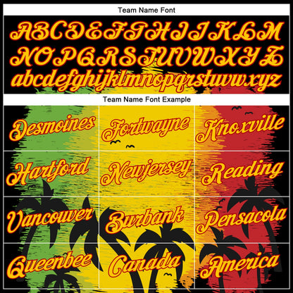 Custom Black Yellow-Red 3D Pattern Design Black History Month Hawaii Palm Trees Performance T-Shirt