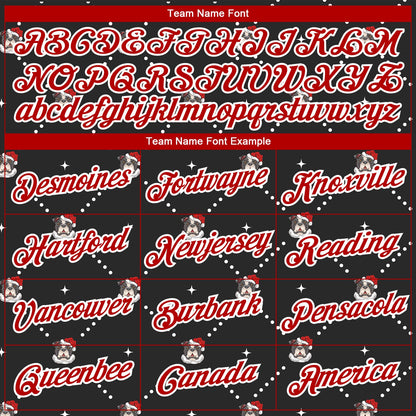 Custom Stitched Black Red-White Christmas Dog Wearing Santa Claus Costume 3D Sports Pullover Sweatshirt Hoodie
