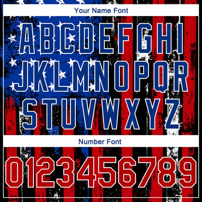 Custom Black Red-Royal 3D American Flag Fashion Authentic Basketball Jersey