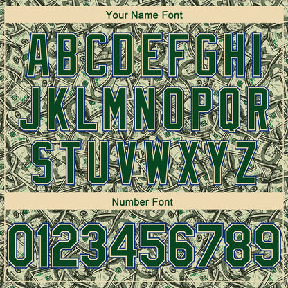 Custom Cream Green-Royal 3D Pattern Design Dollar Authentic Basketball Jersey