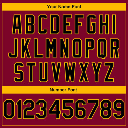 Custom Maroon Black-Gold Side Stripes Authentic City Edition Basketball Jersey