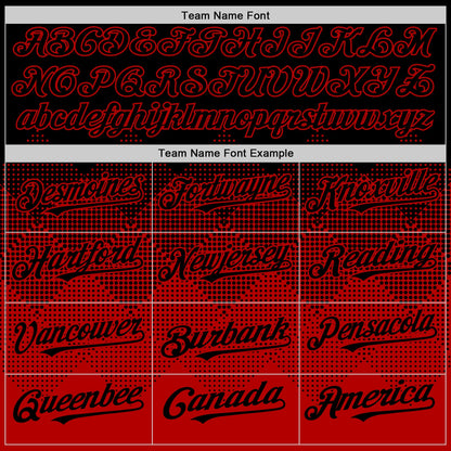 Custom Black Red 3D Pattern Design Gradient Square Shapes Authentic Baseball Jersey
