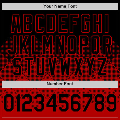 Custom Black Red 3D Pattern Design Gradient Square Shapes Authentic Baseball Jersey