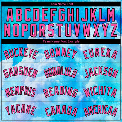 Custom Sky Blue Pink-Black 3D Pattern Design Sky With Clouds Watercolor Style Authentic Basketball Jersey