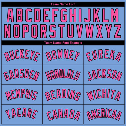 Custom Light Blue Pink-Black Side Panel Abstract Lines Authentic City Edition Basketball Jersey
