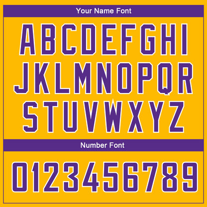 Custom Gold Purple-White Side Panel Abstract Lines Authentic City Edition Basketball Jersey