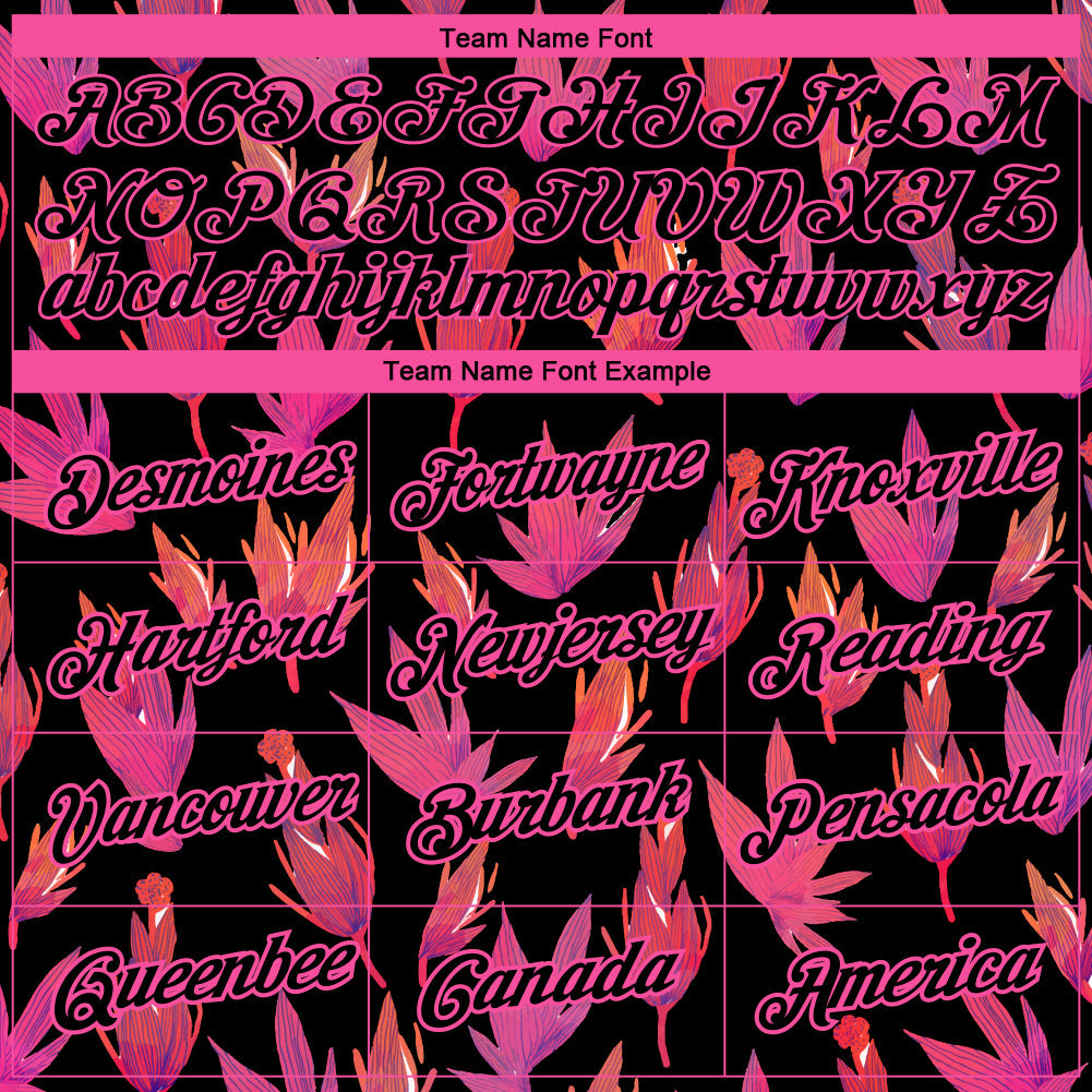 Custom Black Pink 3D Pattern Design Flower Performance T-Shirt