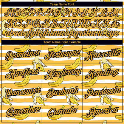 Custom White Yellow-Black 3D Pattern Design Banana Performance T-Shirt
