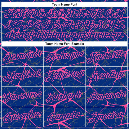 Custom Royal Pink 3D Pattern Design Abstract Network Performance T-Shirt