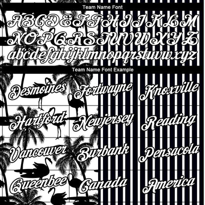 Custom Black White 3D Tropical Hawaii Palm Tree And Animal Flamingo Performance T-Shirt