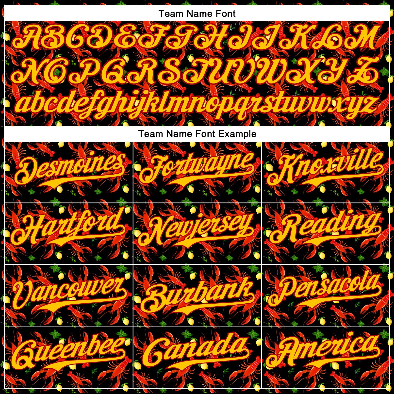 Custom Black Red-Yellow 3D Pattern Design Animal Lobster Fruit Lemon Authentic Baseball Jersey