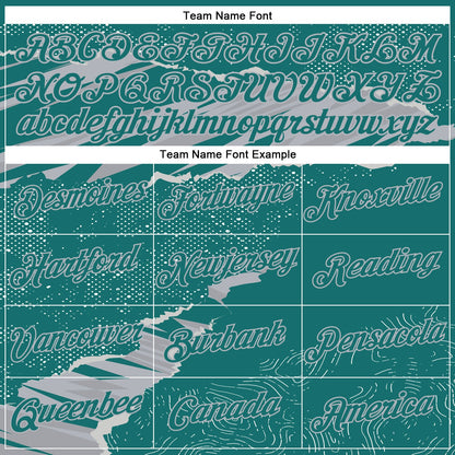 Custom Stitched Teal Gray 3D Pattern Design Torn Paper Style Sports Pullover Sweatshirt Hoodie