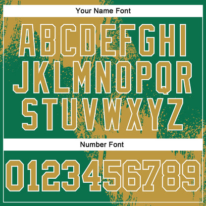 Custom Stitched Kelly Green Old Gold-White 3D Pattern Design Abstract Brush Stroke Sports Pullover Sweatshirt Hoodie