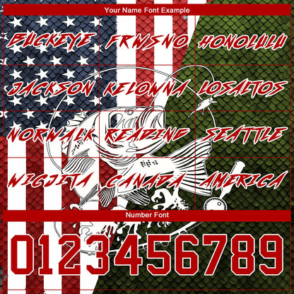 Custom Navy Red-Aurora Green 3D American Flag And Smallmouth Bass Fish Fishing Sports Pullover Sweatshirt Hoodie