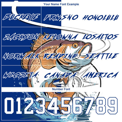 Custom Thunder Blue White 3D Largemouth Bass Fish Fishing Sports Pullover Sweatshirt Hoodie