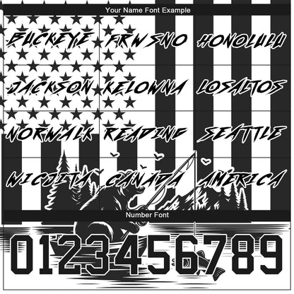 Custom Black White 3D American Flag And Fish Fishing Sports Pullover Sweatshirt Hoodie