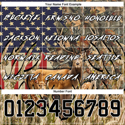 Custom Camo Black-White 3D American Flag And Deer Hunting Sports Pullover Sweatshirt Hoodie