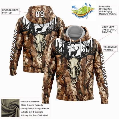 Custom Camo White-Black 3D Gun Hunter Deer Hunting Sports Pullover Sweatshirt Hoodie