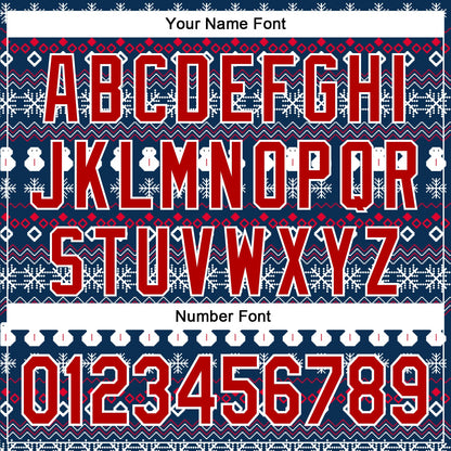 Custom Stitched Navy Red-White 3D Christmas Sports Pullover Sweatshirt Hoodie