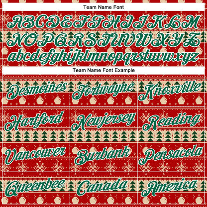 Custom Stitched Red Kelly Green-White 3D Christmas Sports Pullover Sweatshirt Hoodie