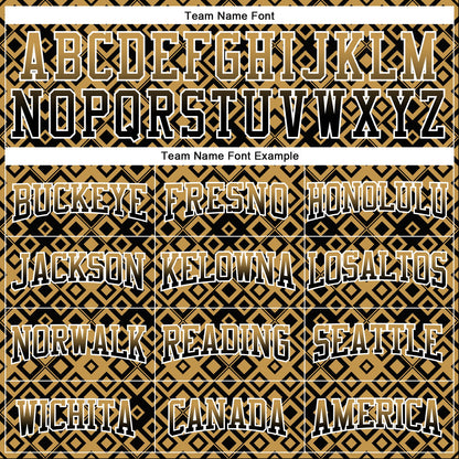 Custom Stitched Old Gold Black-White 3D Pattern Design Geometric Gradient Square Shapes Sports Pullover Sweatshirt Hoodie