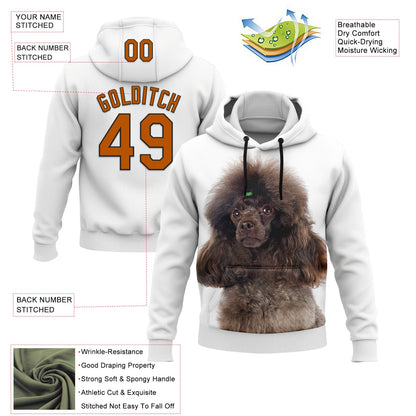Custom Stitched White Texas Orange-Black 3D Pattern Design Poodle Dog Sports Pullover Sweatshirt Hoodie