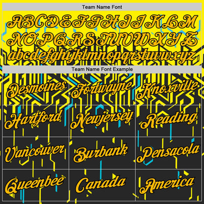 Custom Black Gold Light Yellow-Sky Blue 3D Esports Performance T-Shirt
