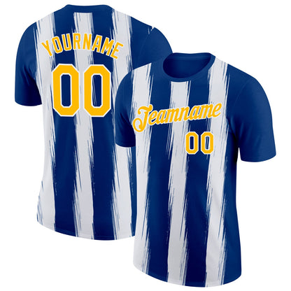Custom US Navy Blue Gold-White 3D Esports Performance T-Shirt