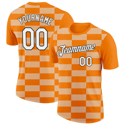 Custom Bay Orange White-Black 3D Esports Performance T-Shirt