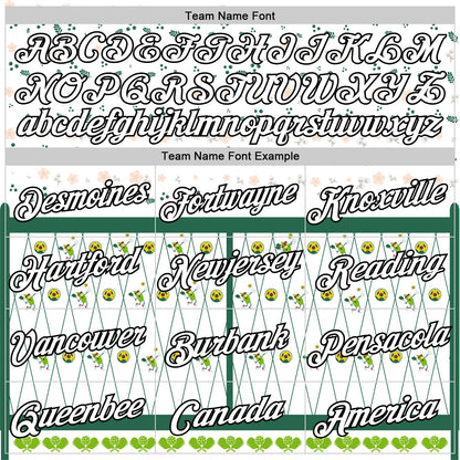 Custom Green White-Black 3D Pickleball Paddles Balls Floral Performance T-Shirt