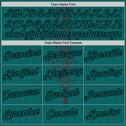 Custom Teal Black 3D Pickleball Paddles Balls Performance T-Shirt