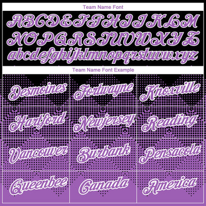Custom Black Medium Purple-White 3D Pattern Design Gradient Square Shapes Performance T-Shirt