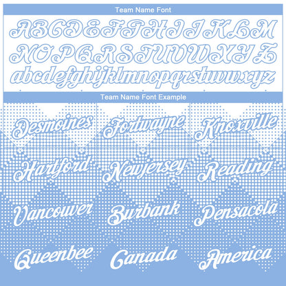 Custom White Light Blue 3D Pattern Design Gradient Square Shapes Performance T-Shirt