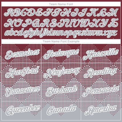 Custom Burgundy Gray-White 3D Pattern Design Gradient Square Shapes Performance T-Shirt