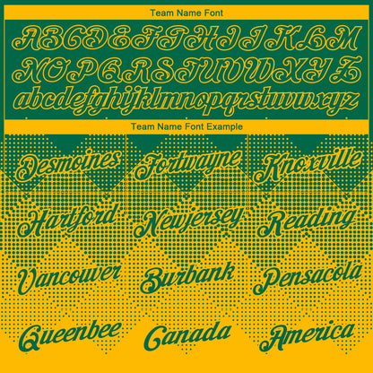 Custom Kelly Green Gold 3D Pattern Design Gradient Square Shapes Performance T-Shirt