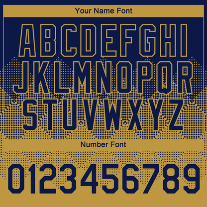 Custom Navy Old Gold 3D Pattern Design Gradient Square Shapes Performance T-Shirt