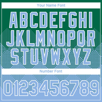 Custom Kelly Green Light Blue-White 3D Pattern Design Gradient Square Shapes Performance T-Shirt