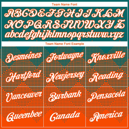 Custom Teal White-Orange 3D Pattern Design Gradient Square Shapes Performance T-Shirt