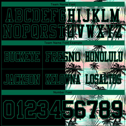 Custom Black Kelly Green 3D Pattern Tropical Hawaii Palm Leaves Authentic Football Jersey