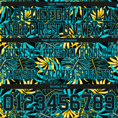 Custom Black Lakes Blue 3D Pattern Beach Tropical Hawaii Palm Leaves Authentic Football Jersey