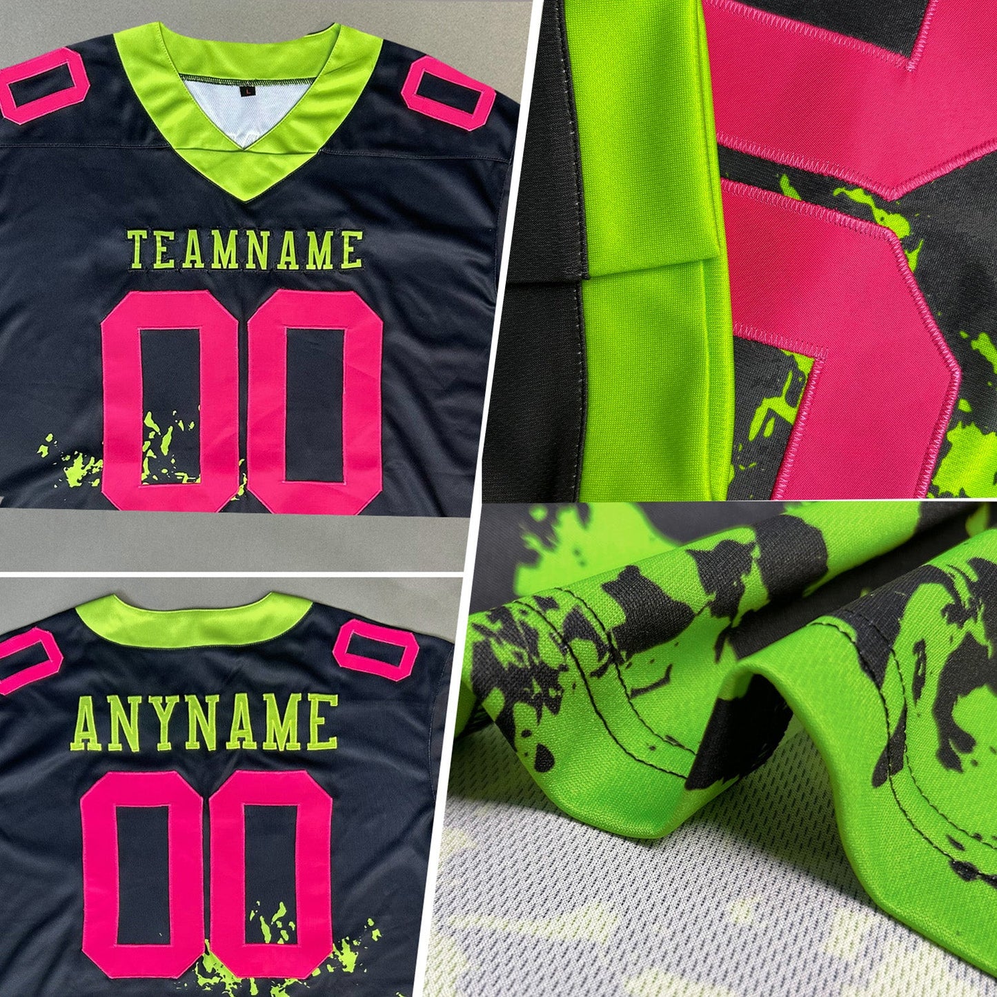 Custom Graffiti Pattern Pink-Black 3D Pattern Colorful Leopard Print Authentic Football Jersey