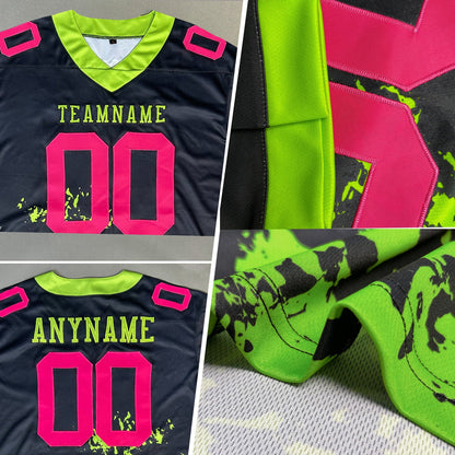 Custom Pink Sky Blue-Black 3D Pattern Leopard Print Authentic Football Jersey