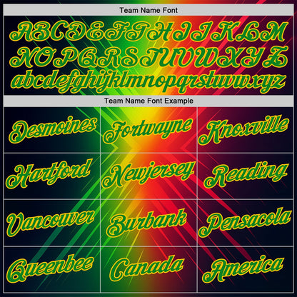 Custom Red Grass Green-Yellow 3D Pattern Design Gradient Sportswear Performance T-Shirt