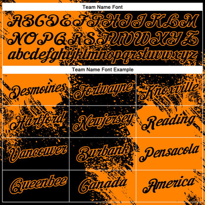 Custom Black Bay Orange 3D Pattern Design Abstract Brush Stroke Performance T-Shirt