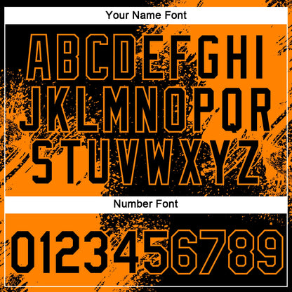 Custom Black Bay Orange 3D Pattern Design Abstract Brush Stroke Performance T-Shirt