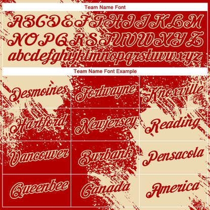 Custom Red Cream 3D Pattern Design Abstract Brush Stroke Performance T-Shirt