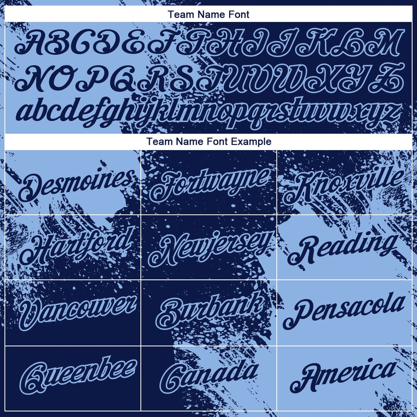 Custom Navy Light Blue 3D Pattern Design Abstract Brush Stroke Performance T-Shirt